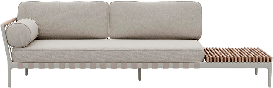9147196 VIPP720 OPEN AIR HAVESOFA ÅBEN HØJRE ENDE MED BORD DUNE SAND1