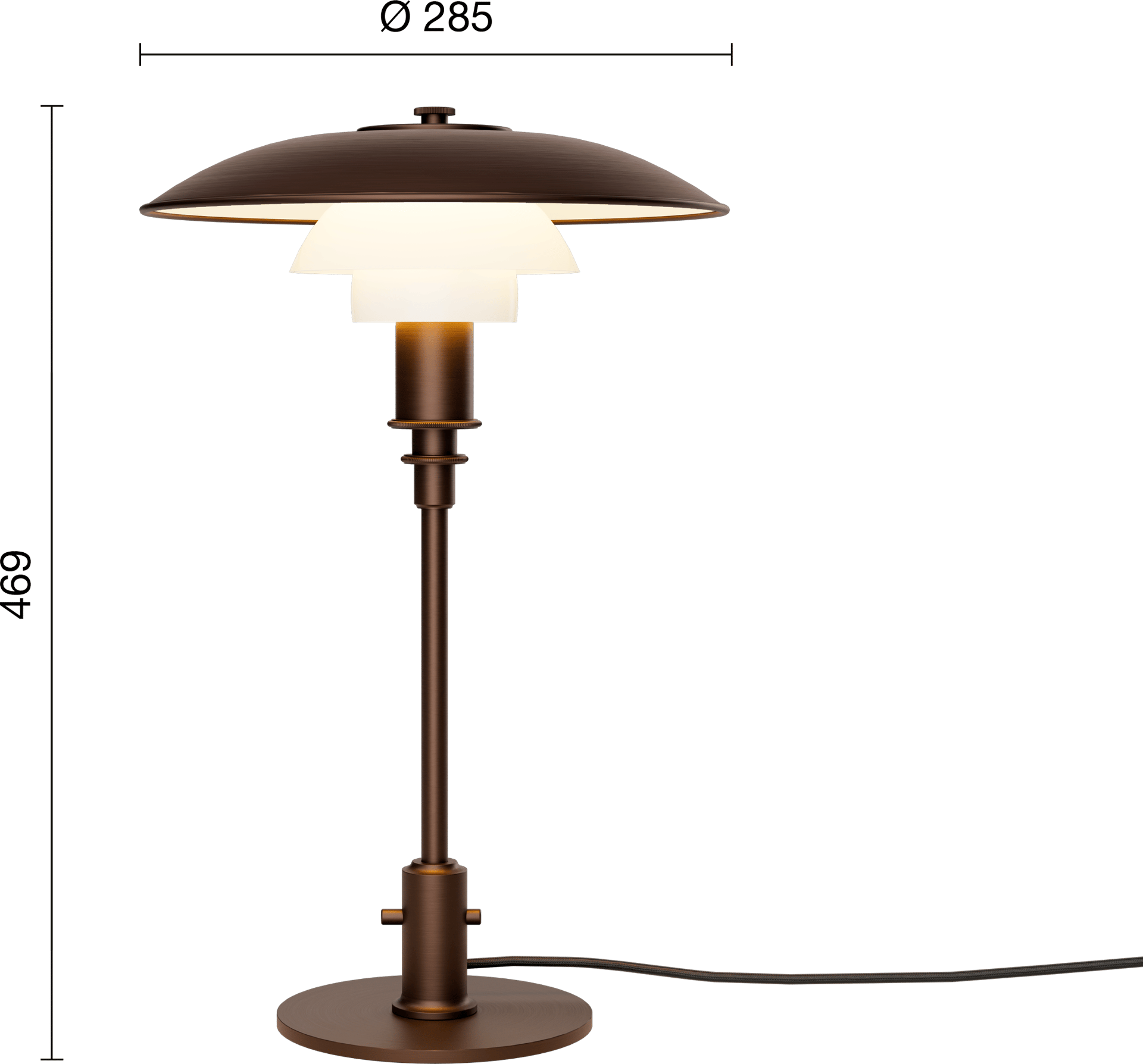 9147535 PH 3 2 BORDLAMPE AGED BRASS OPAL GLAS 3