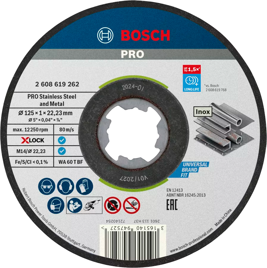 7439859 BOSCH SKÆRESKIVE X LOCK 125X22,2X1,0MM STANDARD 1