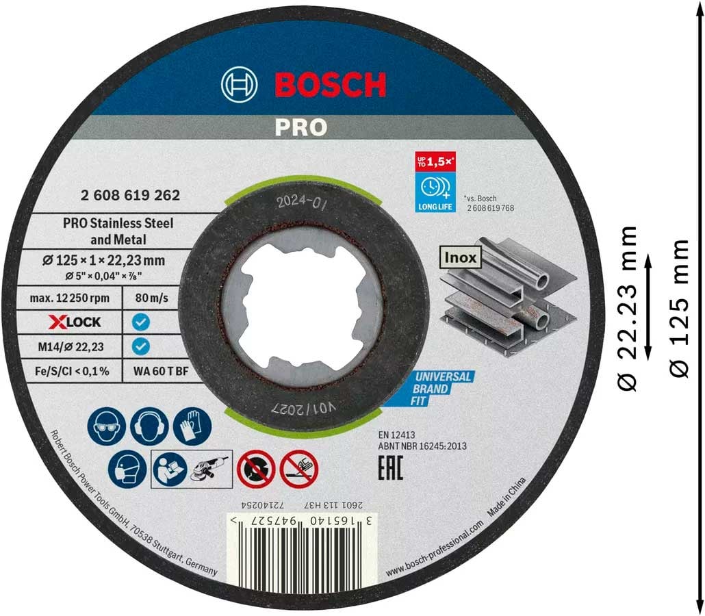 7439859 BOSCH SKÆRESKIVE X LOCK 125X22,2X1,0MM STANDARD 2
