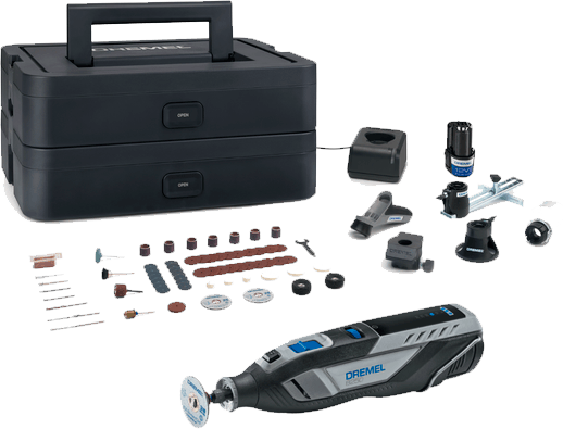 7444356 DREMEL 12V MULTIVÆRKTØJ 8250 565 1X2AH BATTERI OG LADER 65 TILBEHØRSDELE 1