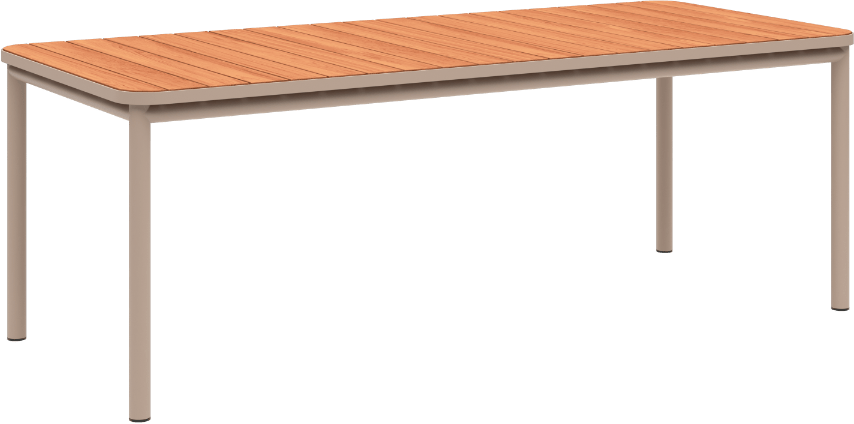 9147238 KIRRA SPISEBORD 90X210CM TAUPE PULVERLAKERET ALUMINIUM UBEHANDLET TEAKTRÆ 1