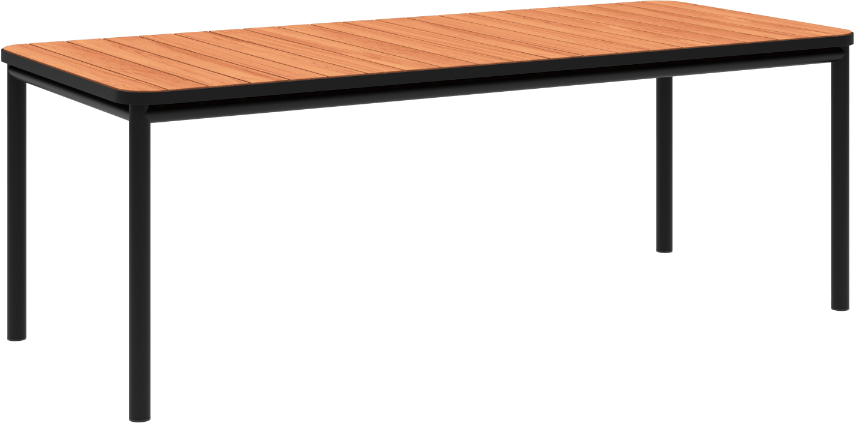 9147239 KIRRA SPISEBORD 90X210CM SORT PULVERLAKERET ALUMINIUM UBEHANDLET TEAKTRÆ 1