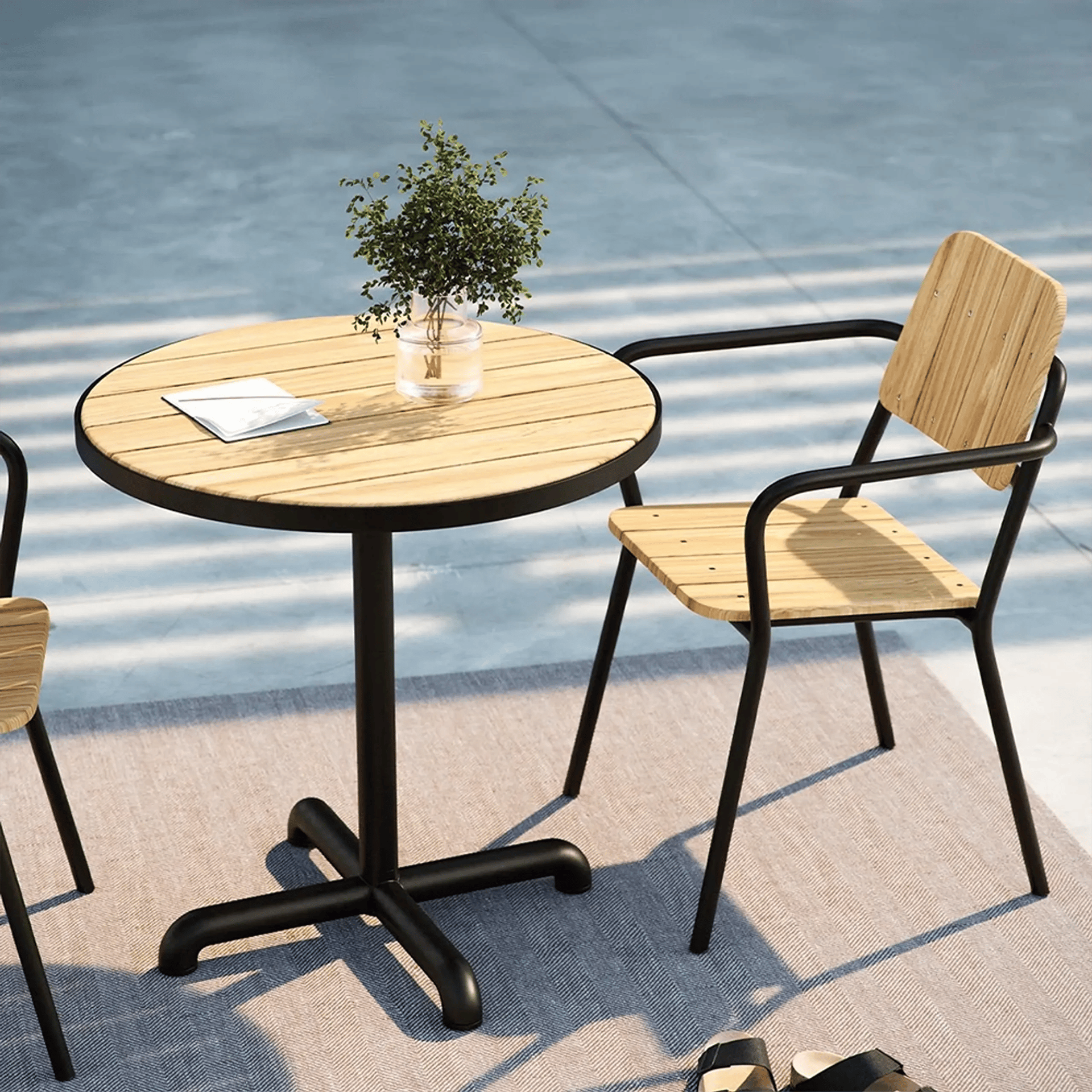 9147637 SACKIT KIRRA CAFÈBORD Ø70CM SORTUBEHANDLET TEAKTRÆ 3