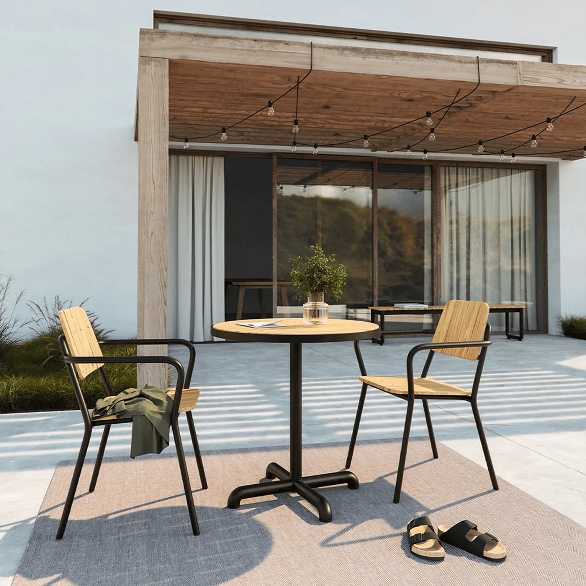 9147637 SACKIT KIRRA CAFÈBORD Ø70CM SORTUBEHANDLET TEAKTRÆ 2