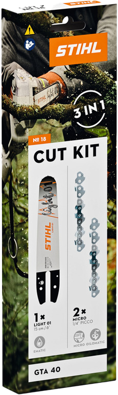 9147650 STIHL CUTKIT SÆT TIL GTA 40 CUT KIT 18, SVÆRD LIGHT 01 15CM6, KÆDE PM3 1,1MM043 1