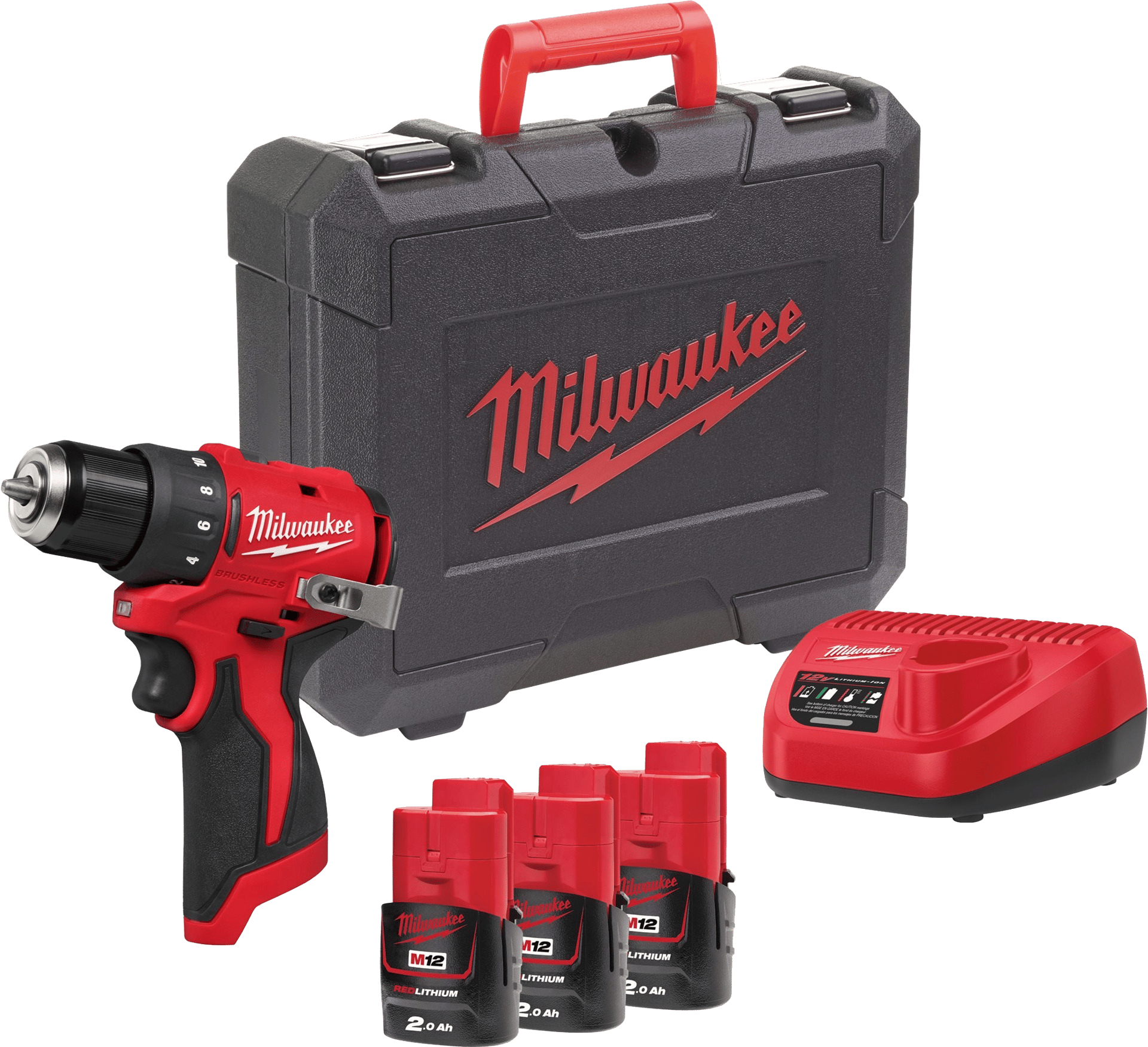 2492078 MILWAUKEE 12V BOREMASKINE M12 BLDDRC 203C 3X2,0AH BATTERI OG LADER 1