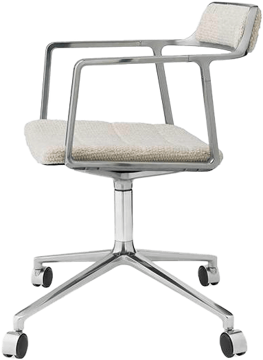 9147743 VIPP452 SWIVEL DREJESTOL OFF WHITE LIGHT GREY TEKSTIL MED HJUL 2