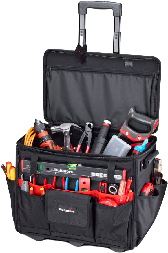 2406709 HULTAFORS VÆRKTØJSTASKE TROLLEY 53X37X47CM 33 LOMMER OG HOLDER TIL VATERPAS 3