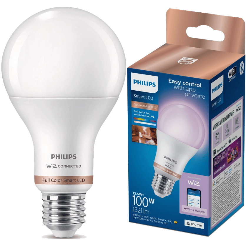 2508114 PHILIPS SMART LED FARVE STOR STANDARD E27, MAT, DÆMPBAR 1