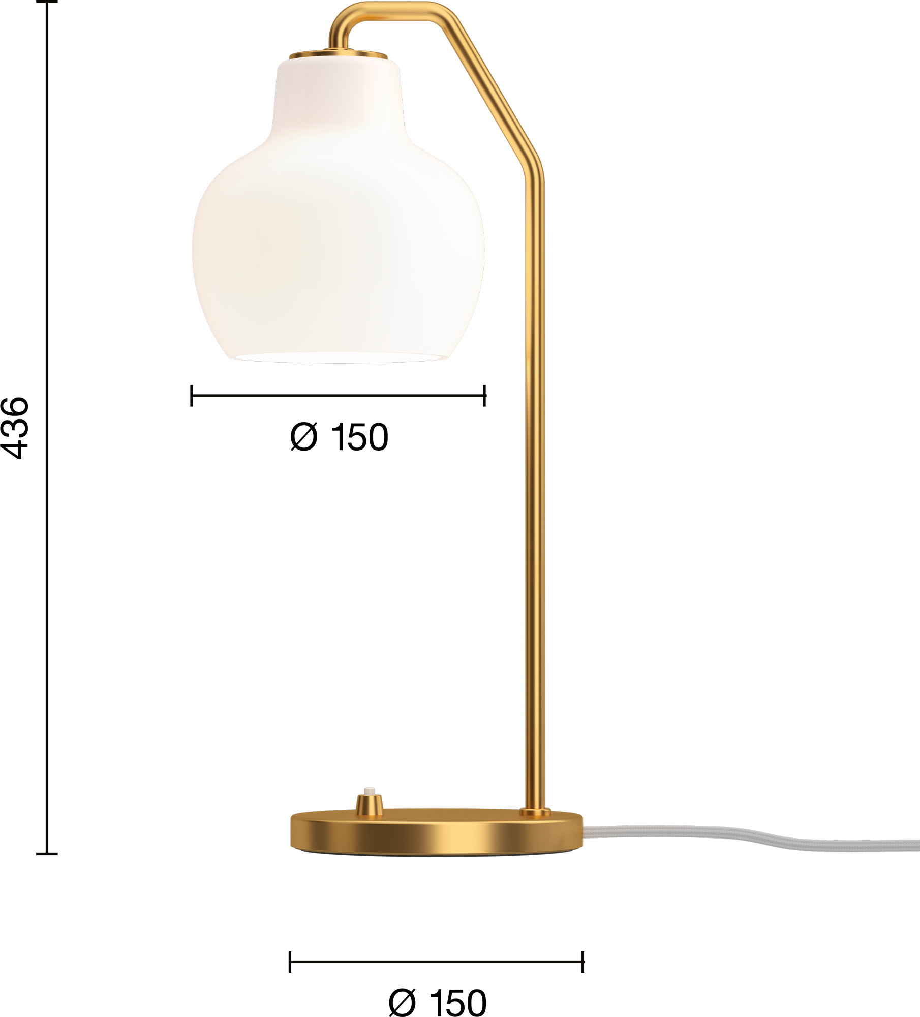 9147728 VL RING CROWN BORDLAMPE MESSING OPAL GLAS 3
