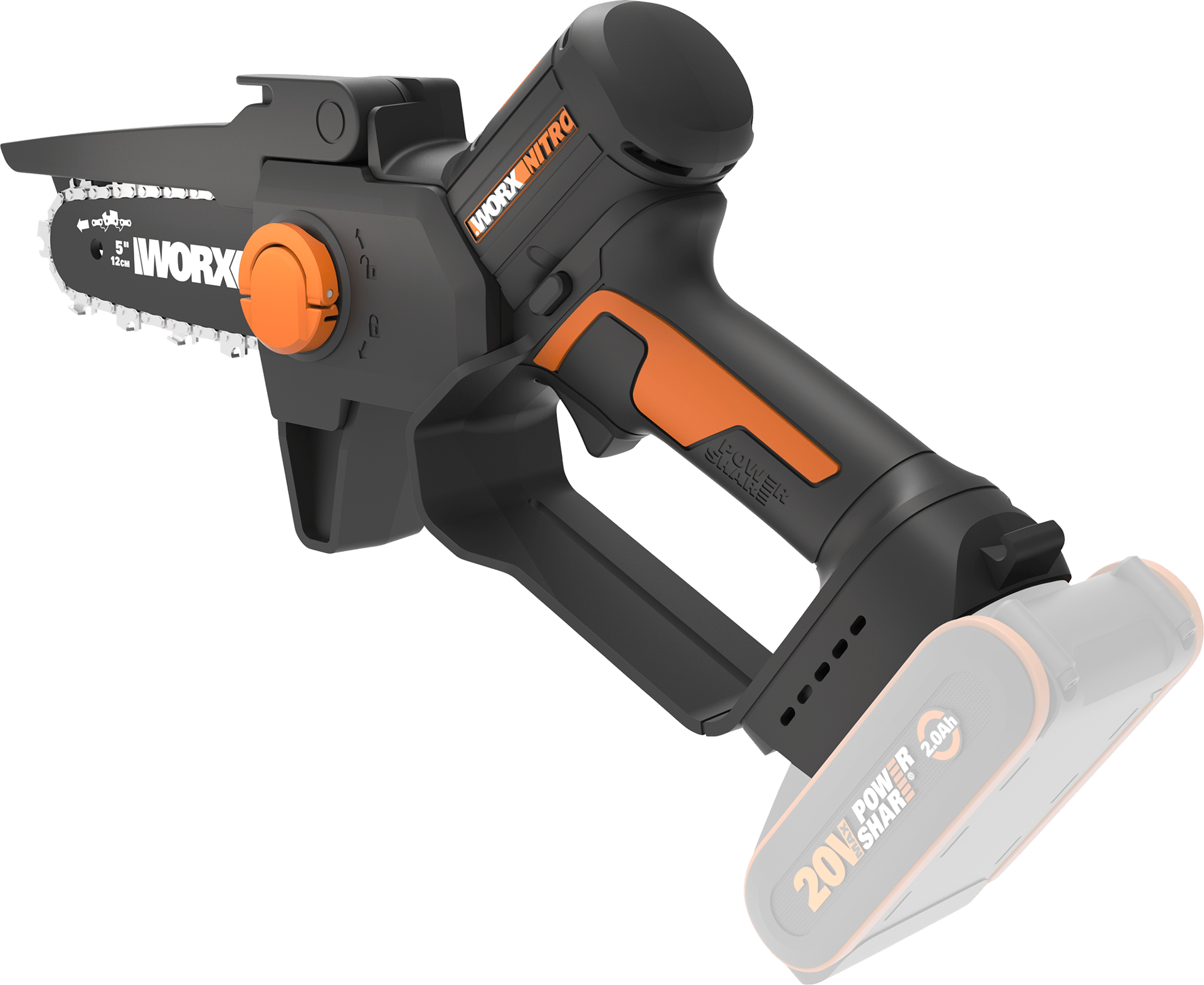 2440906 WORX 20V MINI KÆDESAV WG325E.9 SVÆRD 12CM UDEN BATTERI OG LADER 2