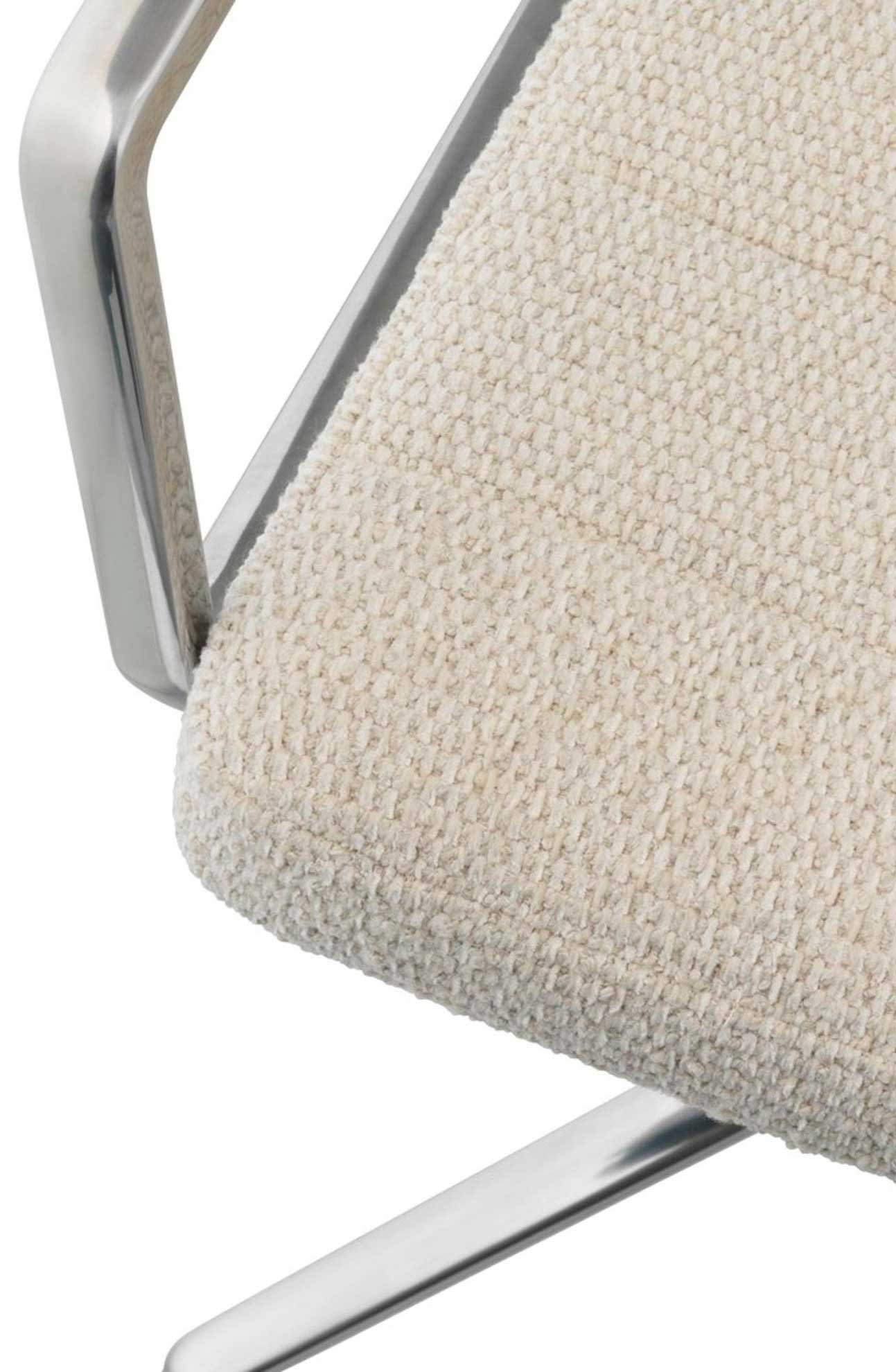 9148220 VIPP453 SWIVEL KONTORSTOL WAVY OFF WHITELYS GRÅ POLERET STEL MED GLIDERS 3