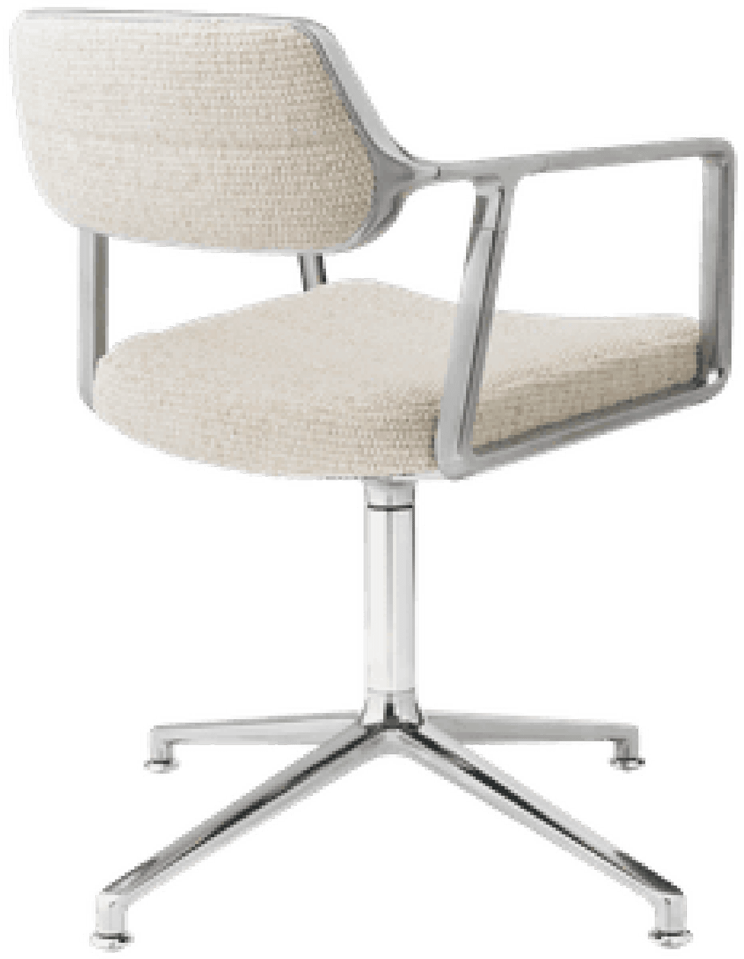 9148220 VIPP453 SWIVEL KONTORSTOL WAVY OFF WHITELYS GRÅ POLERET STEL MED GLIDERS 2