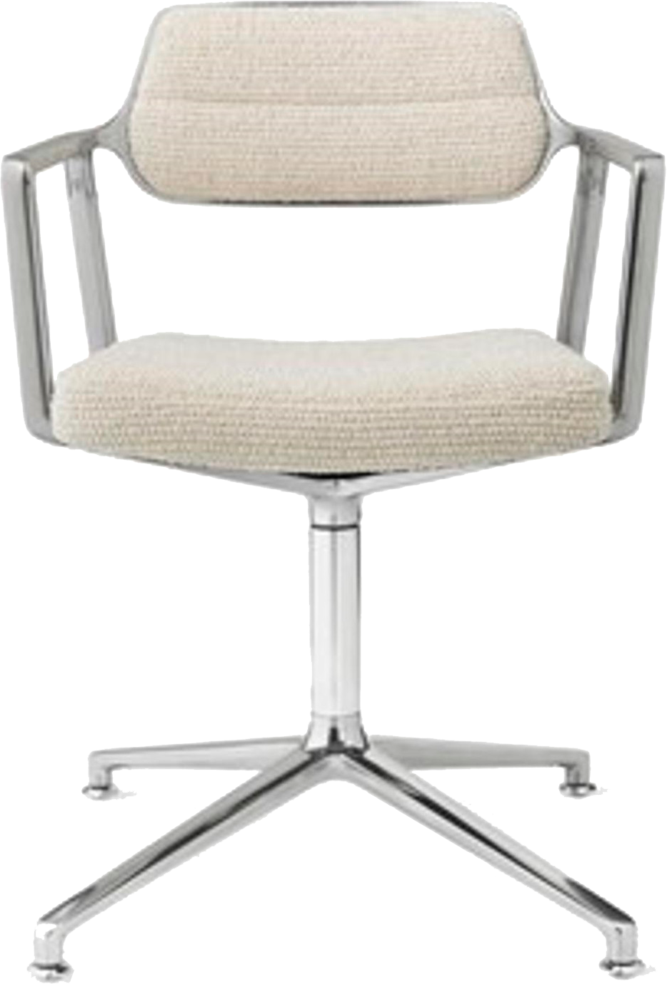 9148220 VIPP453 SWIVEL KONTORSTOL WAVY OFF WHITELYS GRÅ POLERET STEL MED GLIDERS 1