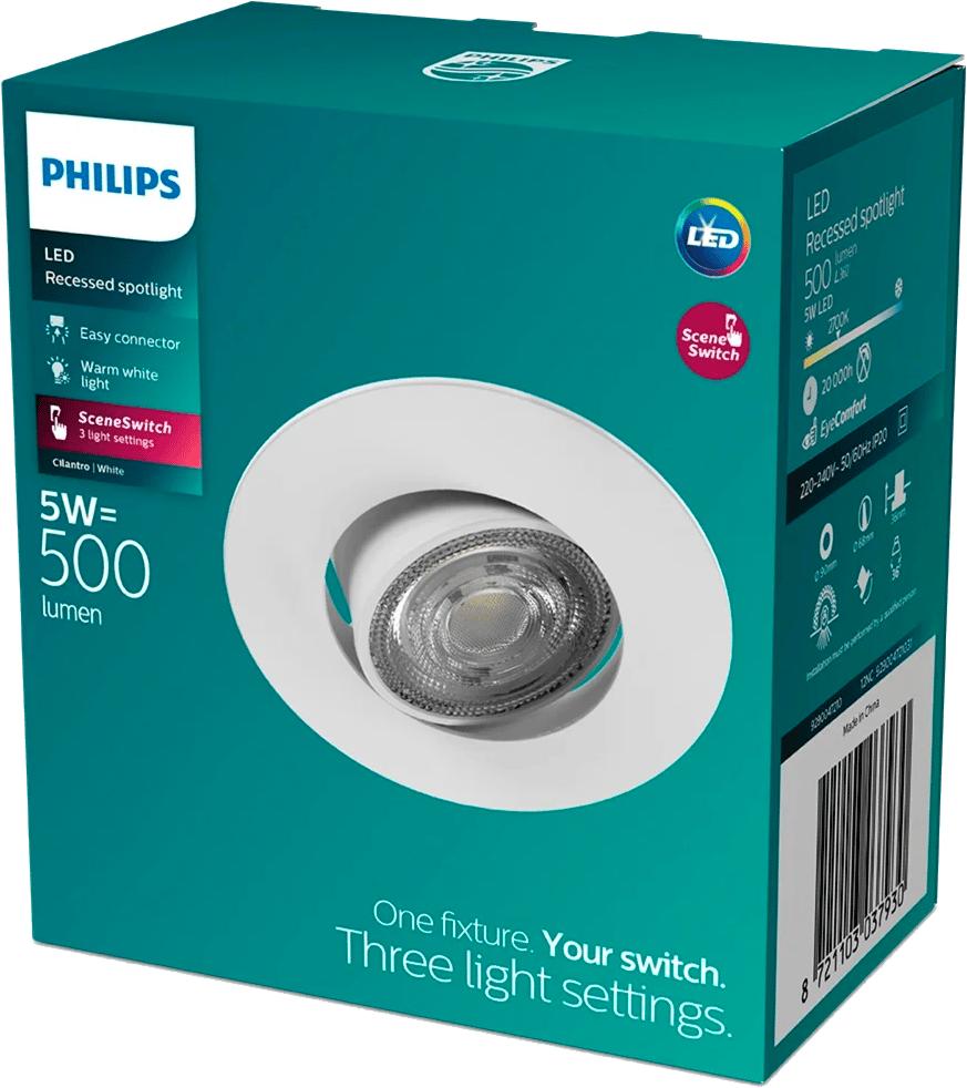 2507892 PHILIPS CILANTRO STEP DIM HVID INDBYGNINGSSPOT 2700K 5W 2