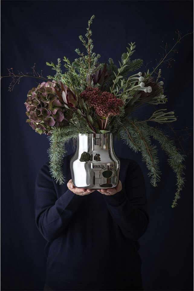 9148439 GENSE DOROTEA VASE 18X19,5CM BLANKT STÅL 2