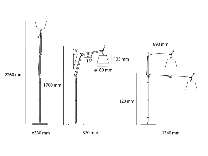 9051536 ARTEMIDE TOLOMEO SUPPORT GULVLAMPE 3