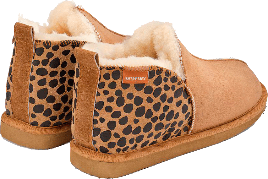 9149035 SHEPHERD ANNIE SLIPPERS FÅRESKIND LEOPARD KASTANJE 3