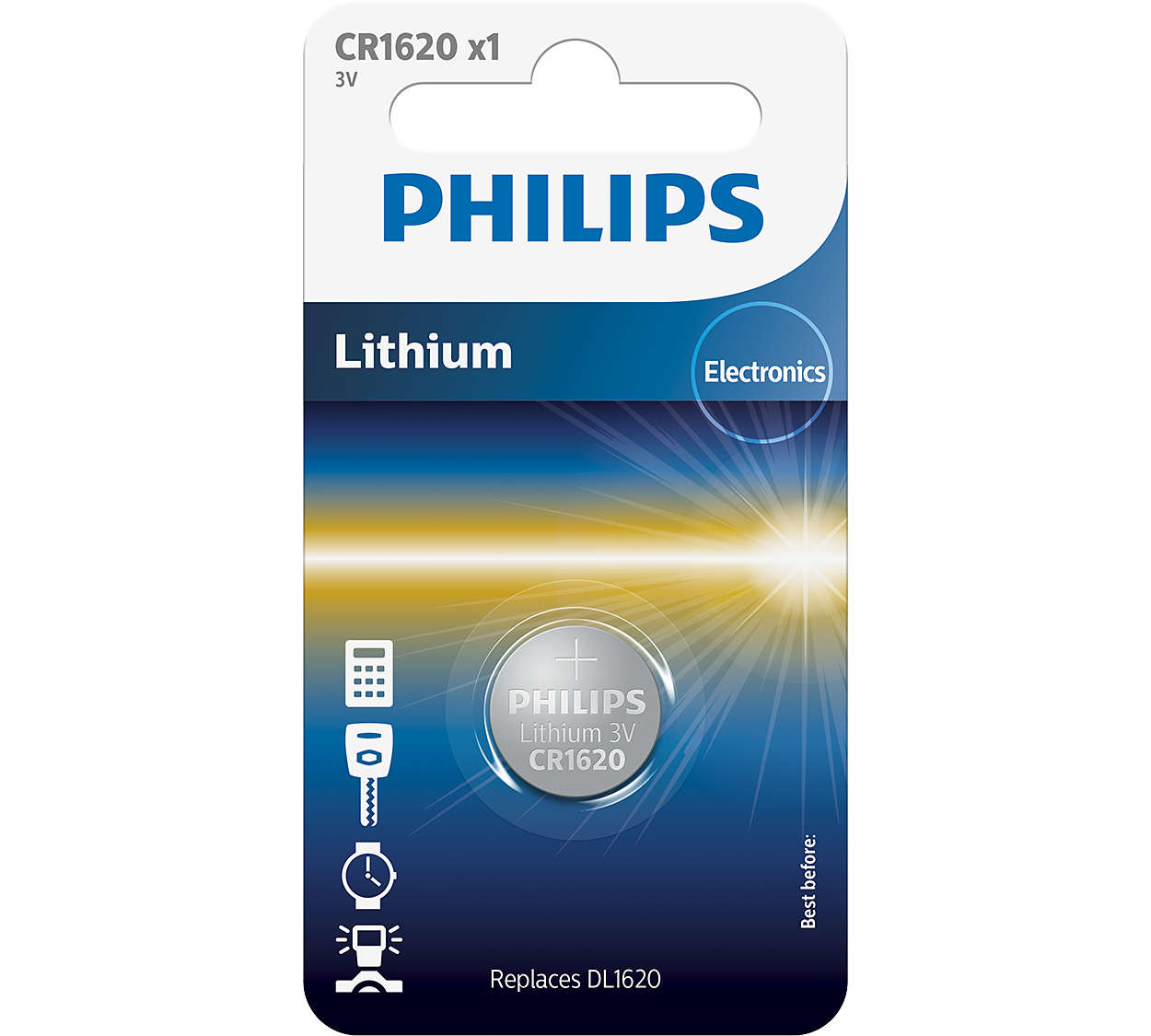 1382839 PHILIPS LITHIUM BATTERI CR1620