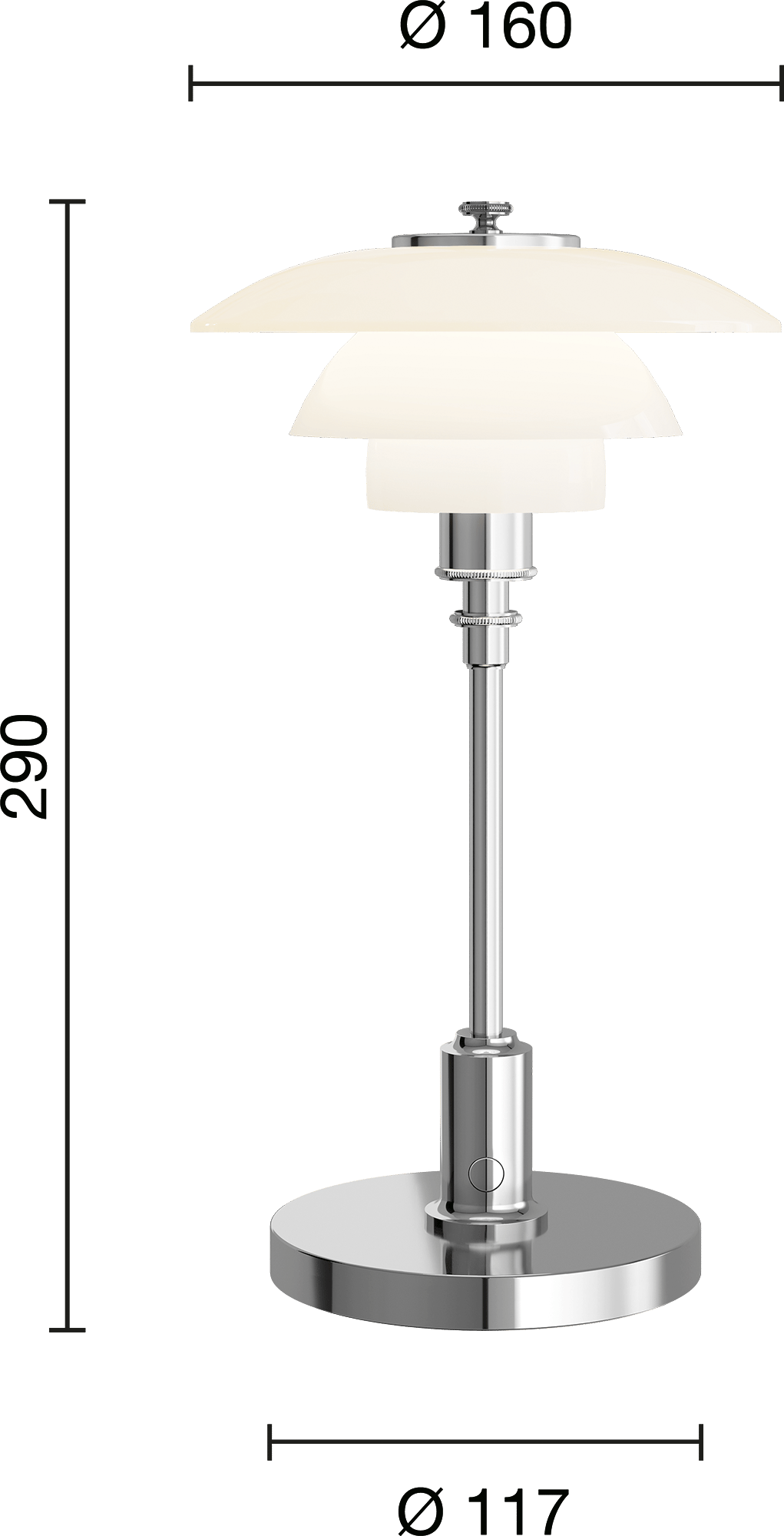9149576 PH 1 1 Portable Lamp Chrome EU Measurement