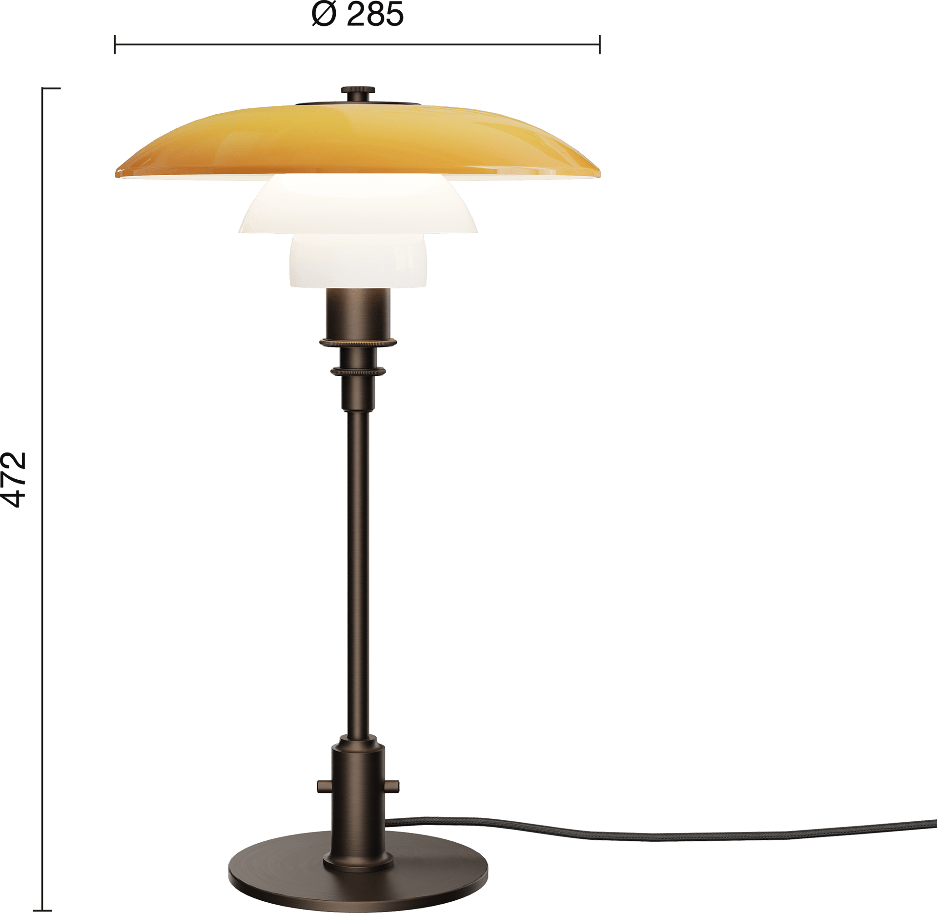 9149574 PH Centenary 3 2 Table Lamp EU Measurement