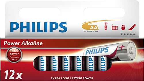 1437292 Philips Power Alkaline Batteri AA LR6P12W Web