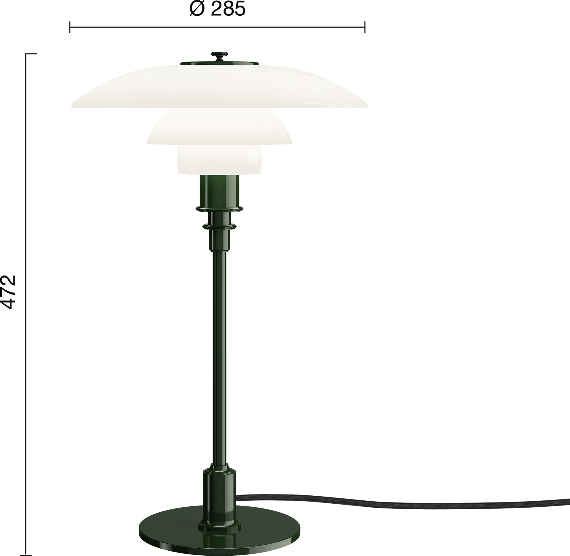 9150203 PH 3 2 Table Lamp EU Deep Green Measurement