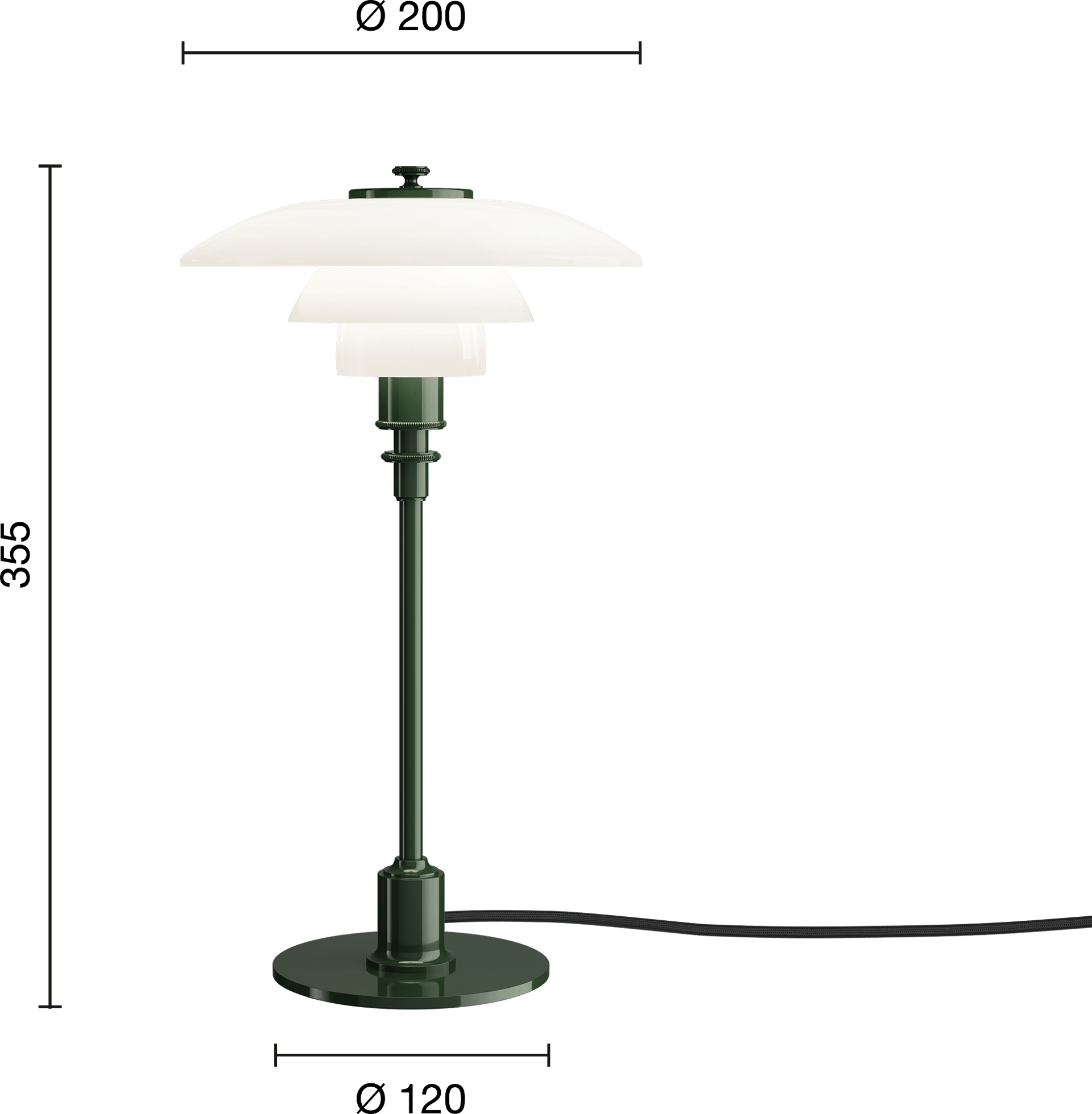 9150198PH 2 1 Table Lamp EU Deep Green Measurement