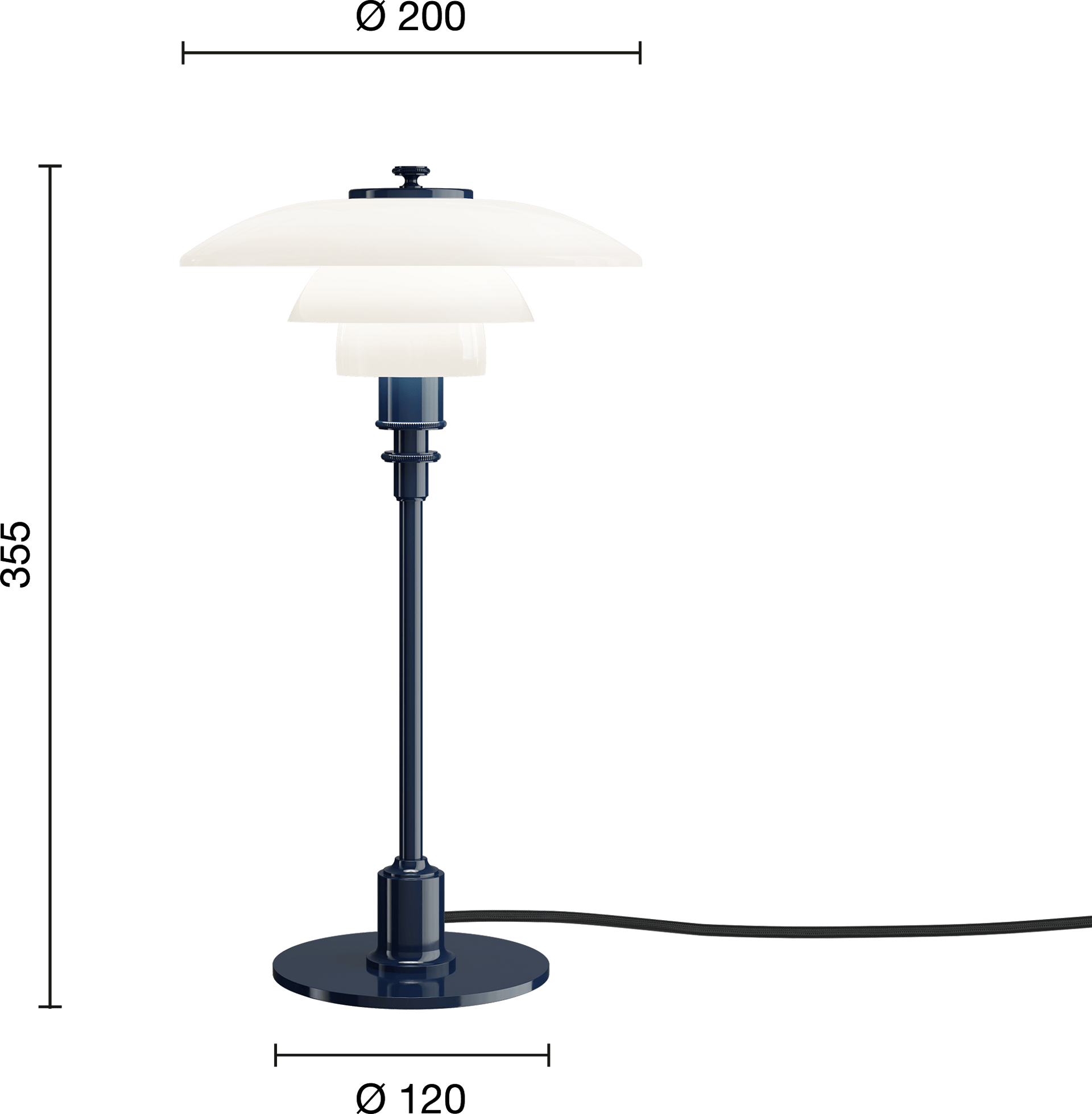 PH 2 1 Table Lamp EU Deep Blue Measurement