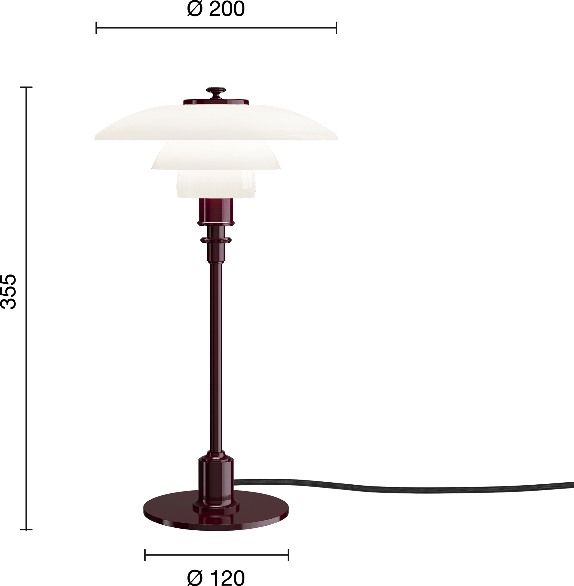 9150196 PH 2 1 Table Lamp EU Burgundy Measurement