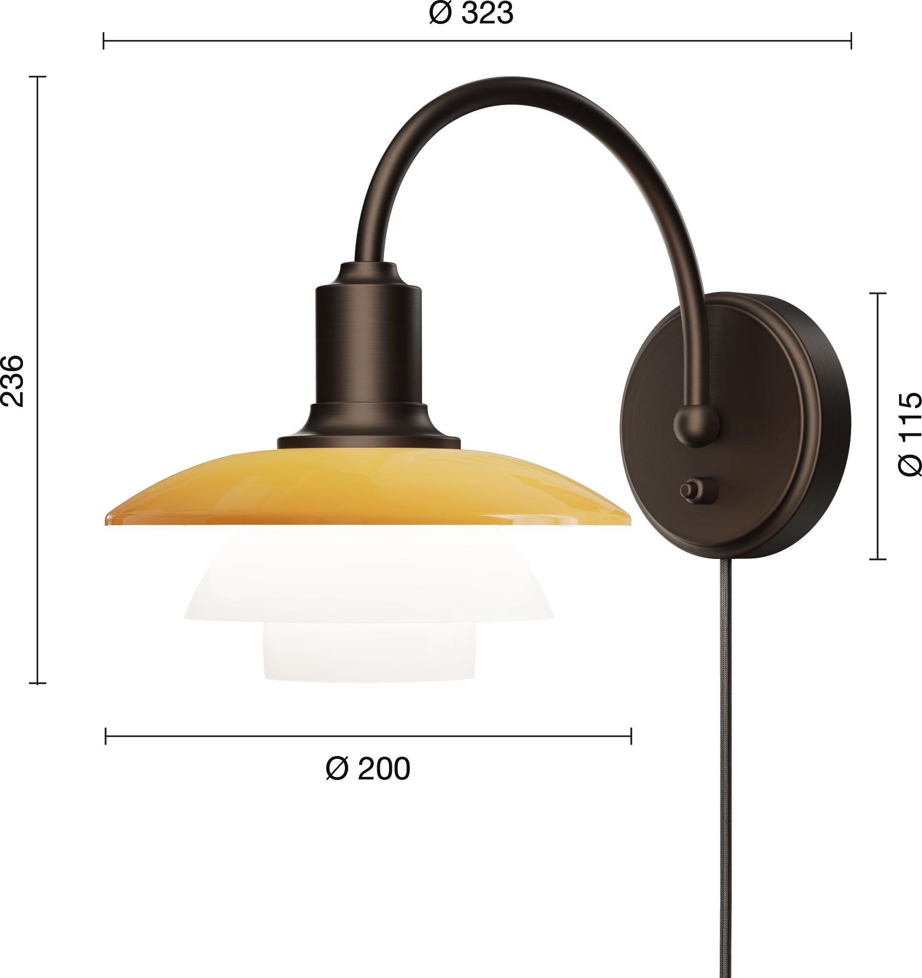 9150199 PH Centenary 2 2 Wall Lamp EU Measurement