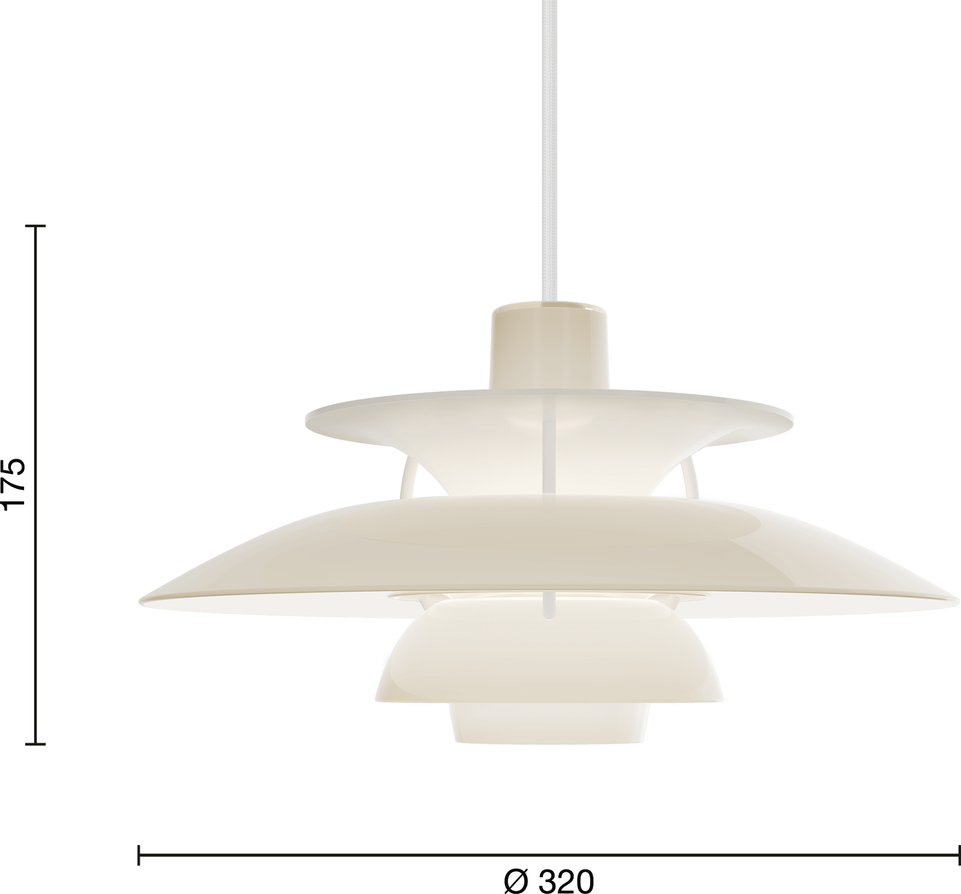 9150205 PH 5 320 Opal EU Pendant Beige Measurement