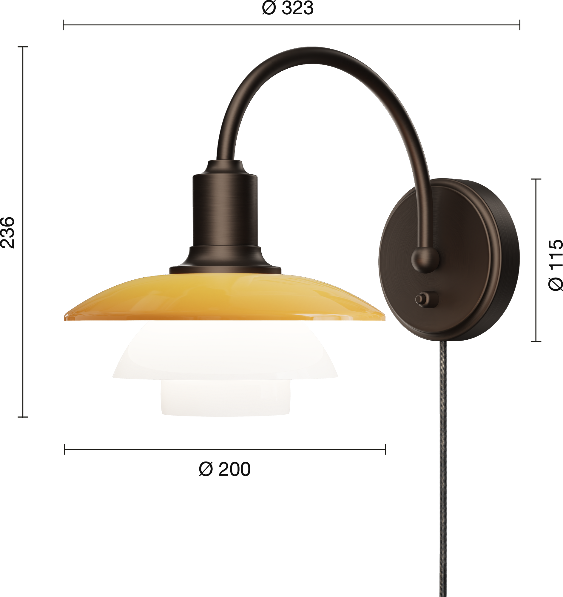 9150390 PH Centenary 2 2 Wall Lamp EU Measurement