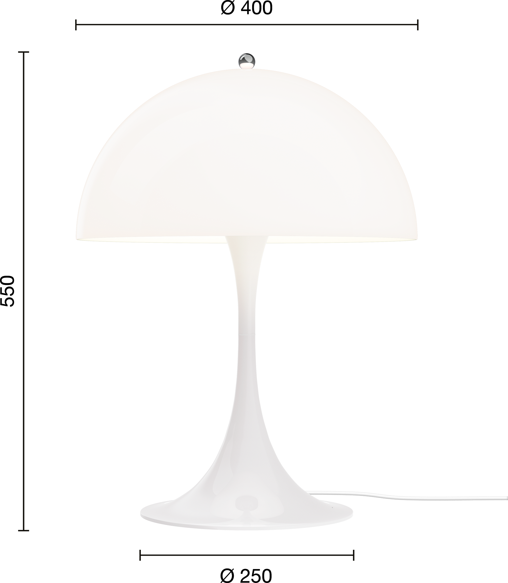 9150382 Panthella 400 Table EU ON Measurement