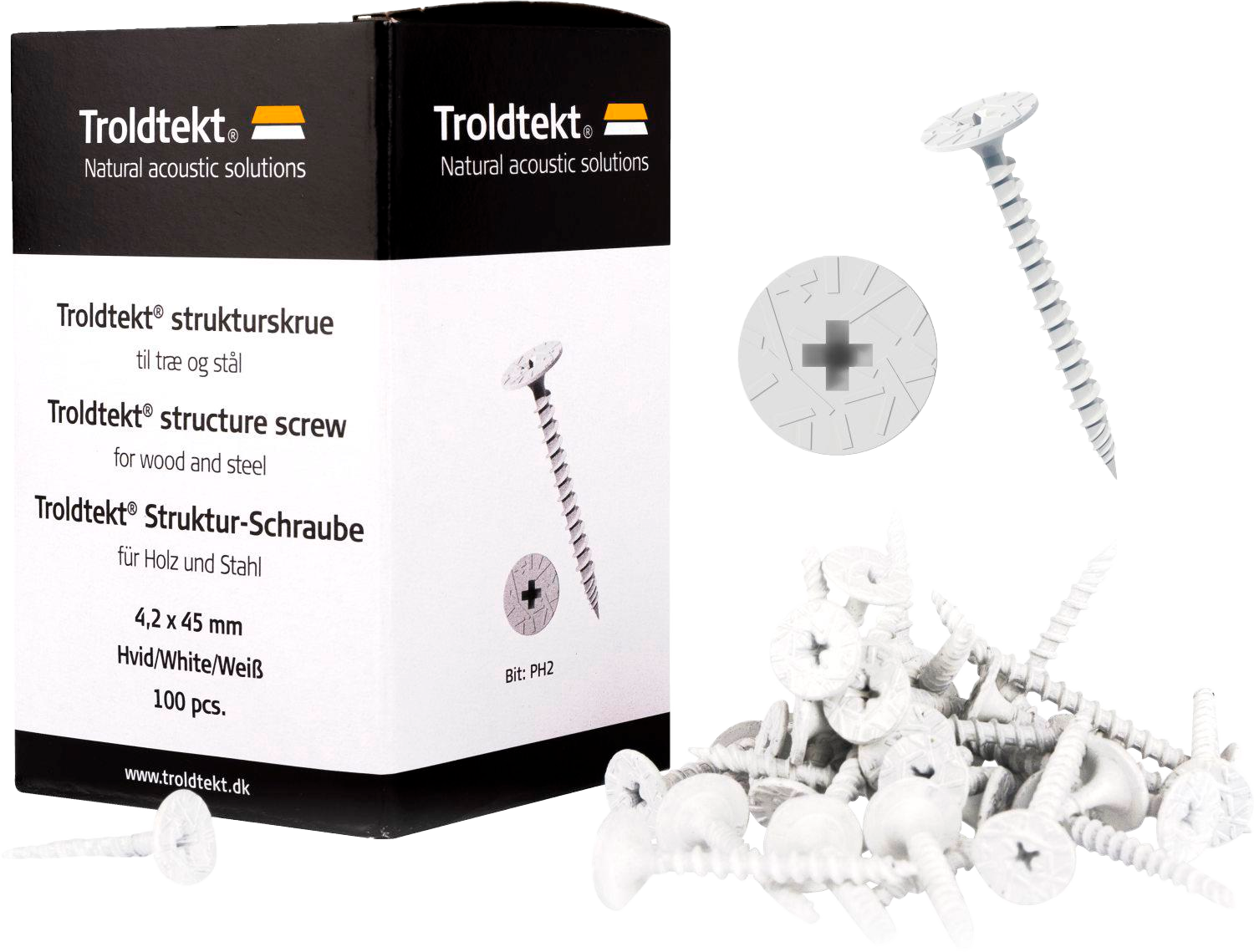 1703739 TROLDTEKT SKRUE 4,2X45MM HVID