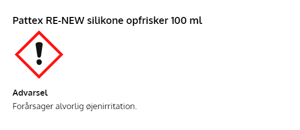 2047036 PATTEX RE NEW SILIKONE 100ML ADVARSEL