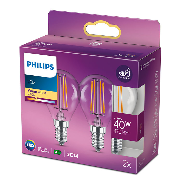 2122030 PHILIPS LED KRONEPÆRE 2 PAK1