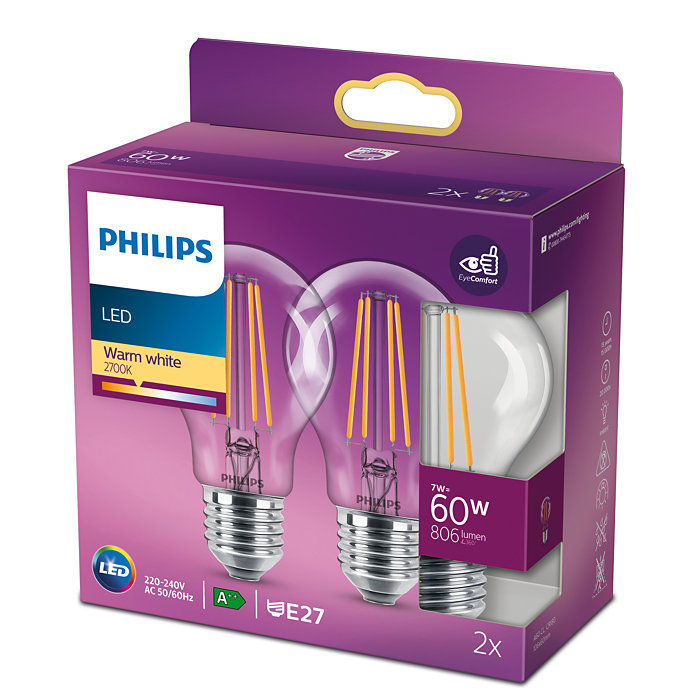 2122035 PHILIPS LED STANDARDPÆRE 2 PAK1