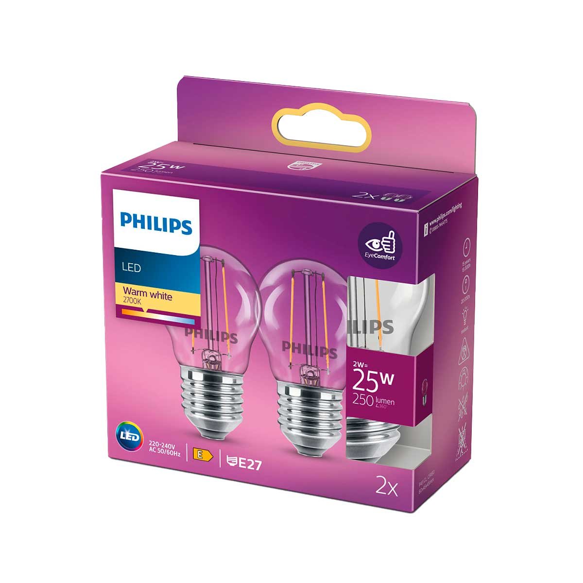 2160110 PHILIPS LED KRONEPÆRE 2 PAK 2