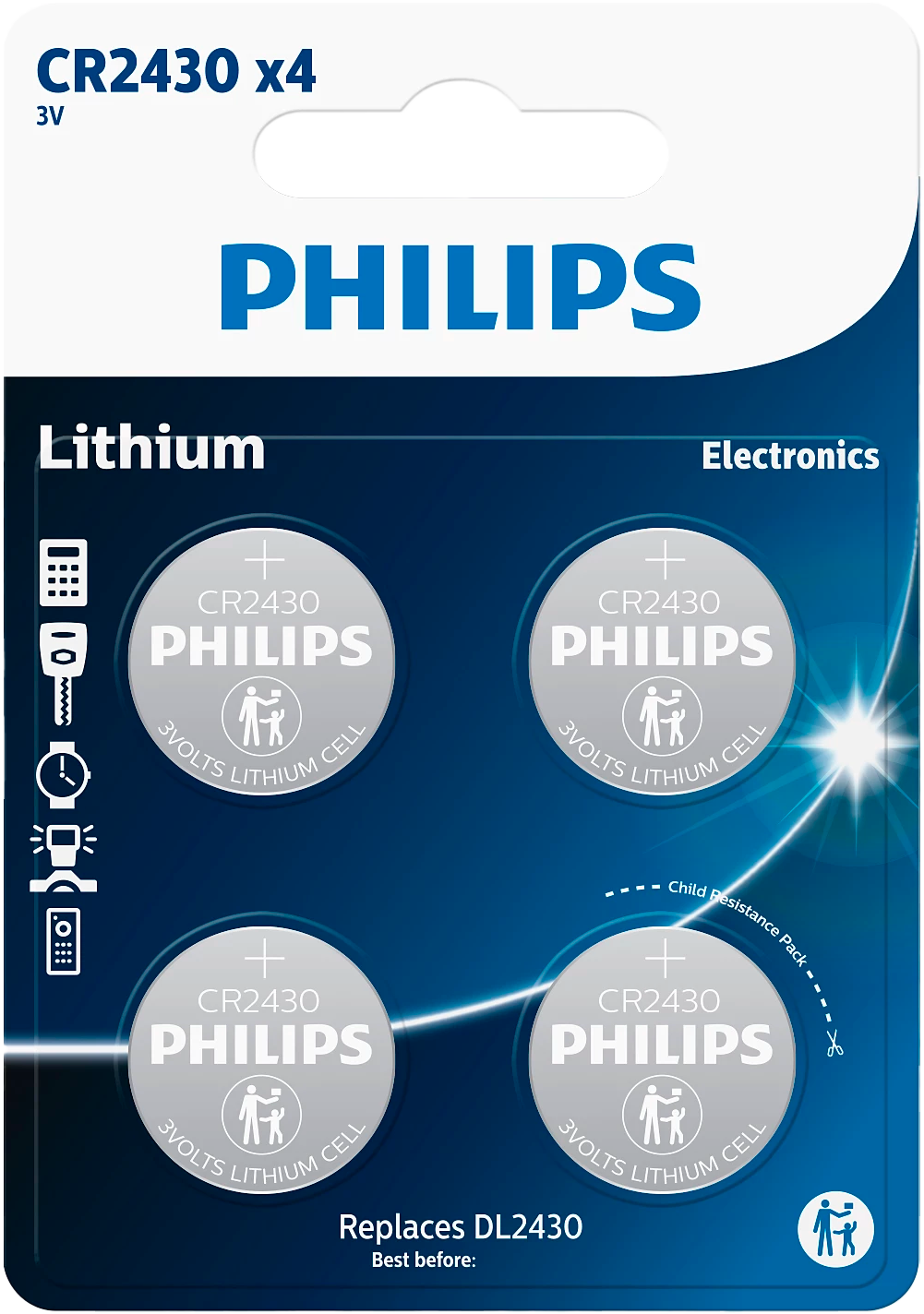 2292444 PHILIPS MINICELLE CR2430 4 PAK