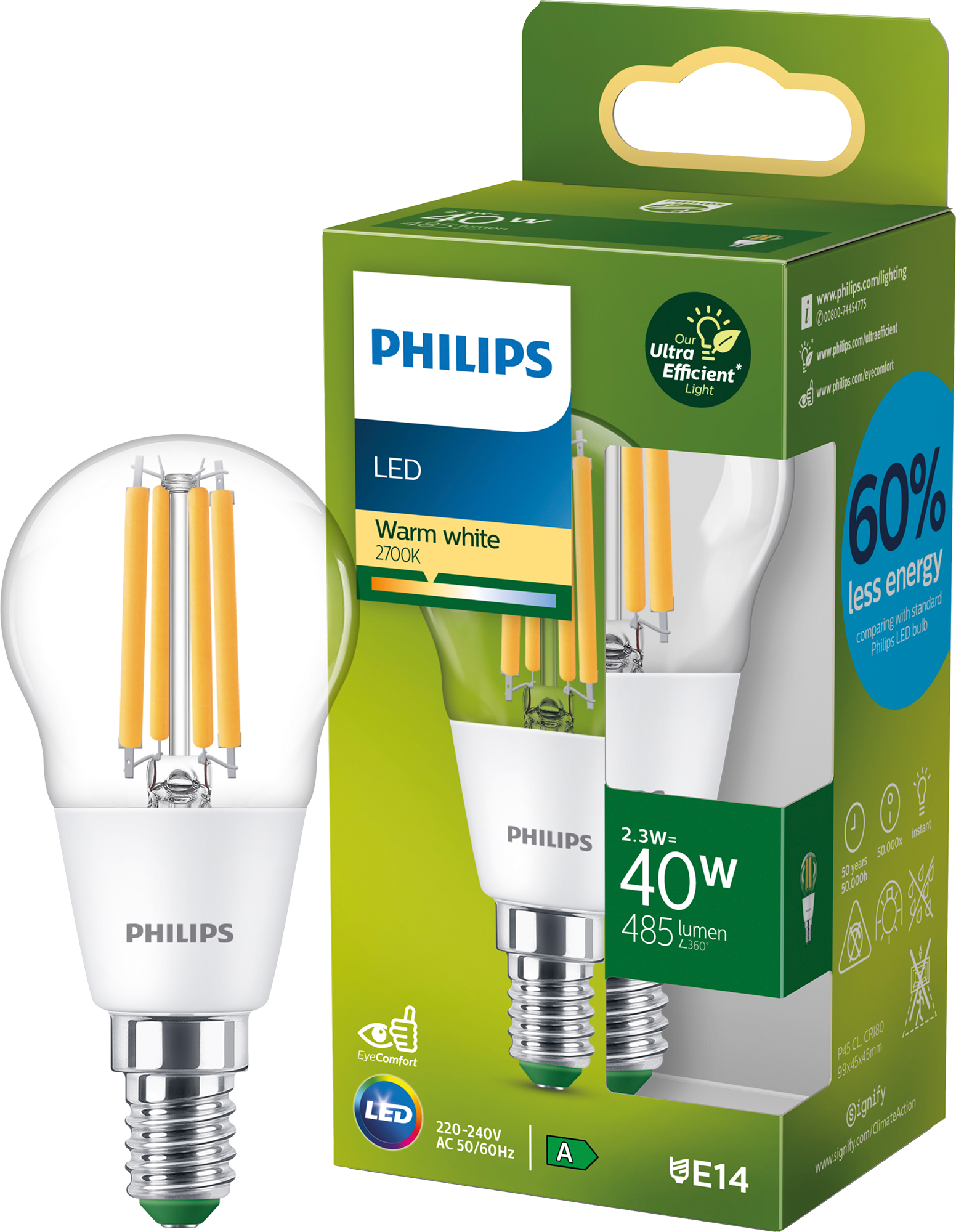 2350060 PHILIPS LED KRONEPAERE 40W E14