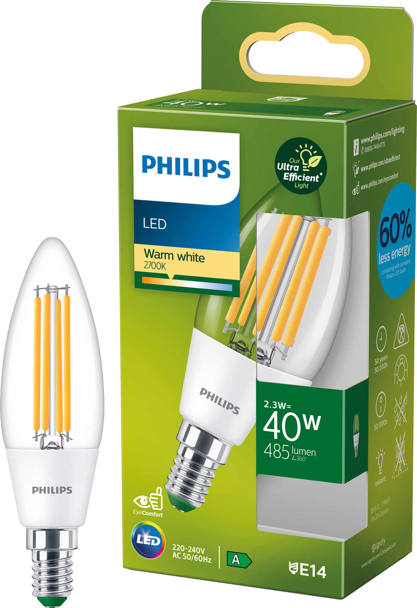 2353525 PHILIPS LED KERTEPAERE 40W E14