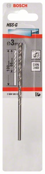 7430503 BOSCH METALBOR HSS G 3X66MM DIN 340