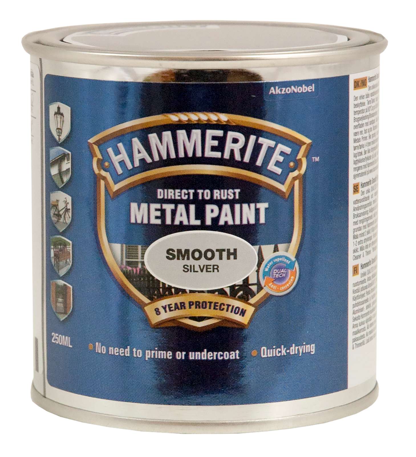 8016354 HAMMERITE GLAT SØLV 250 ML