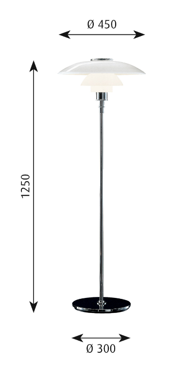 9038047 PH 4½ 3½ GLAS GULVLAMPE