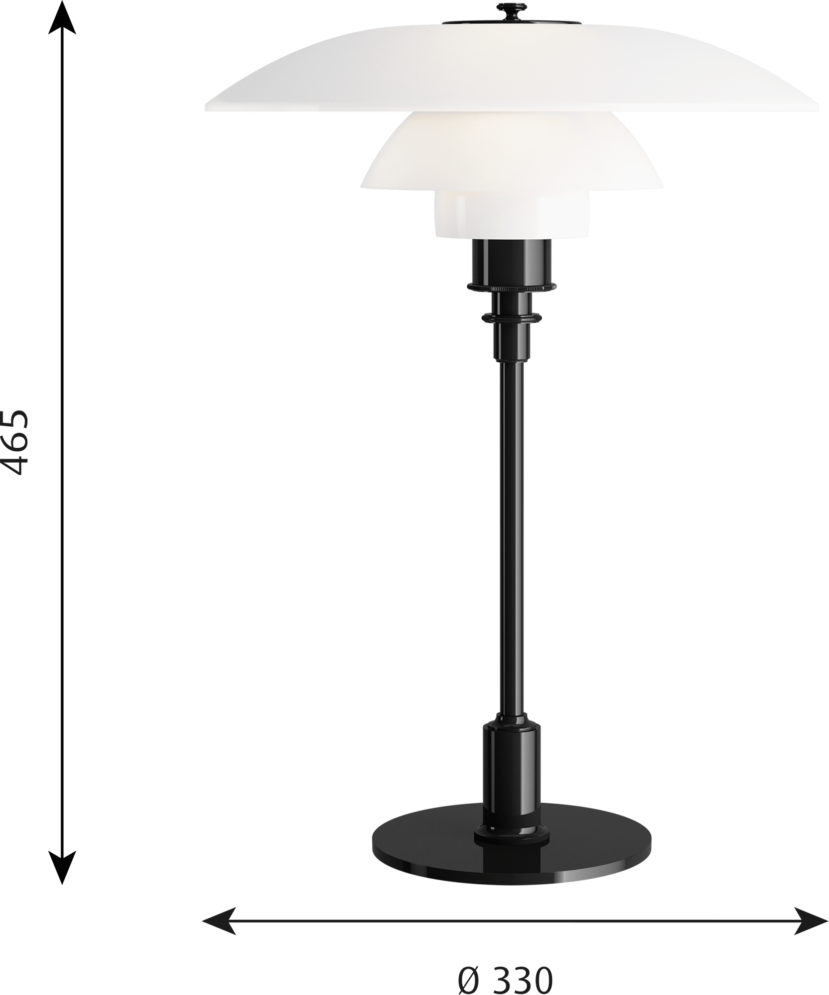 9120737 PH 3 2 GLAS BORDLAMPE SORT 7