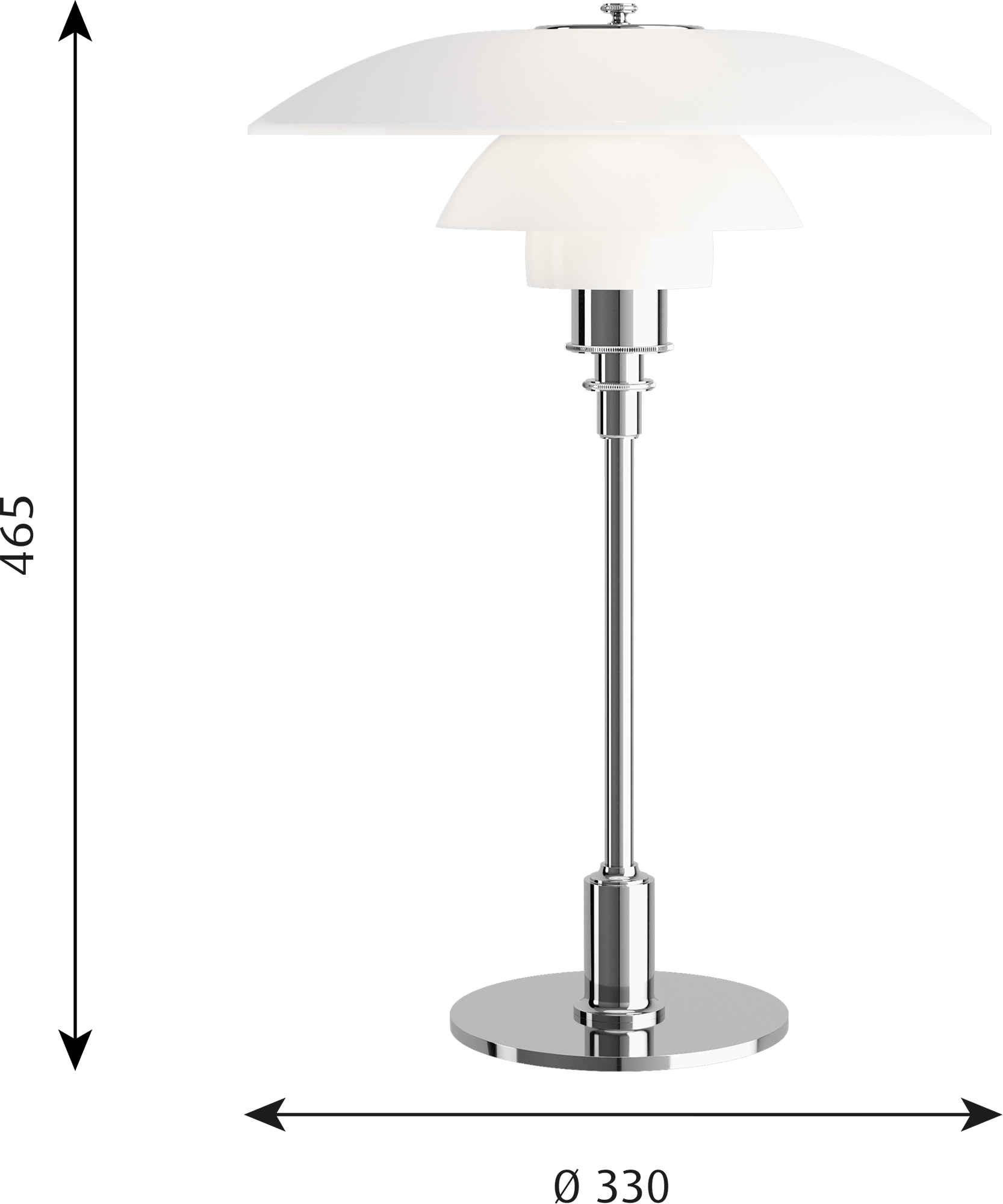 9120738 PH 3 2 GLAS BORDLAMPE KROM 5