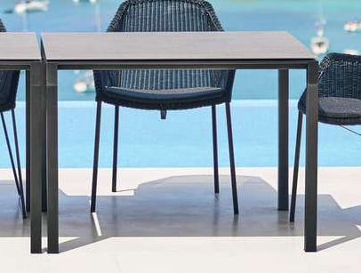 9120807 CANE LINE PURE BORDUNDERSTEL 100X100CM LAVAGRÅ ALU