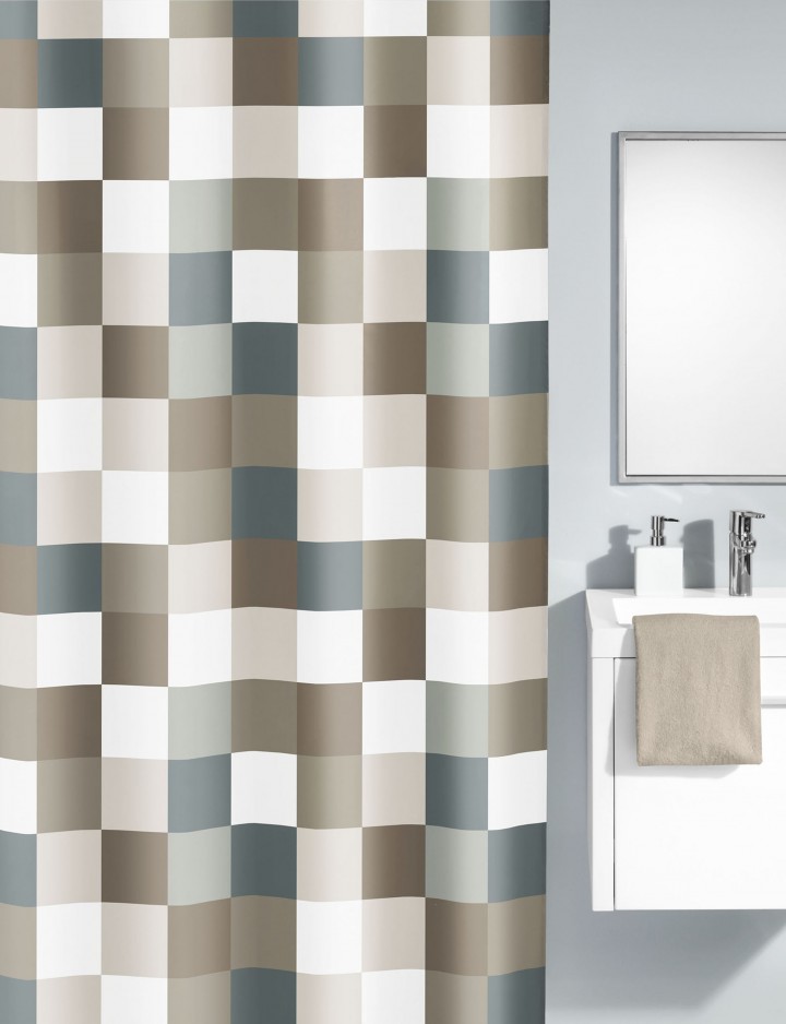 9131875 KW BADEFORHÆNG CHECK TAUPE